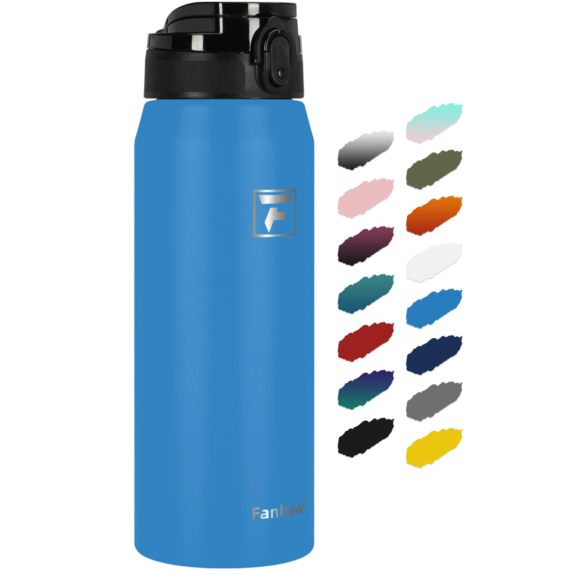 Fanhaw 750 ml Insulated Stainless Steel Water Bottle with 1 Lid (Chug Lid) - For Kids, Women, Men | Leak & Sweat Proof with Anti-Dust Lid (Sky Blue)