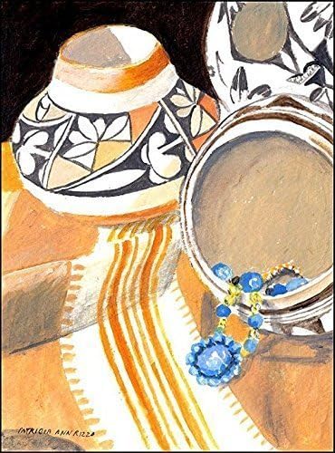 Original Acrylic Art - Indian Pottery, Indian Jewelry by Patricia Ann Rizzo