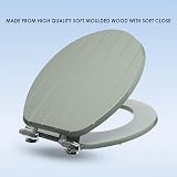 AQUALONA Premium Sage Toilet Seat Soft Close Moulded Wood Hinges 42x35 view 3
