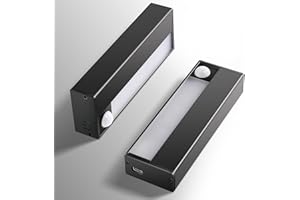 Homelist Stair Lights Motion Sensor Indoor - Closet Night Lights Battery Operated, Rechargeable Under Cabinet Light for Kitchen, Hallway, Bedroom, Corridors 2 Pack (Black)