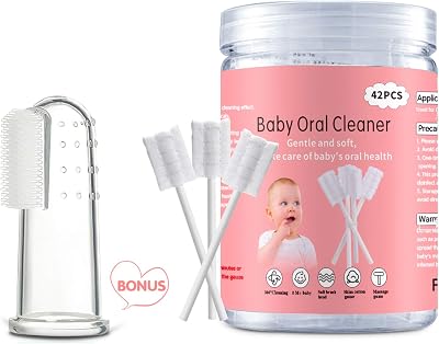 EASICUTI 42Pcs Disposable Infant Toothbrush Cleaner Gauze Gum Cleaner Baby Oral
