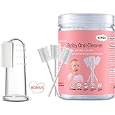 EASICUTI Baby Tongue Cleaner, 42Pcs Disposable Infant Toothbrush, Gauze Gum Cleaner Baby Oral Cleaning Stick Dental Care for 