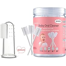 EASICUTI Baby Tongue Cleaner, 42Pcs Disposable Infant Toothbrush, Gauze Gum Cleaner Baby Oral Cleaning Stick Dental Care for