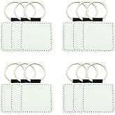 Jippedea 12 Pcs Sublimation Blank Keychains,PU Leather White Keychains Ornament Pendants for Man Women Crafts Heat Transfer