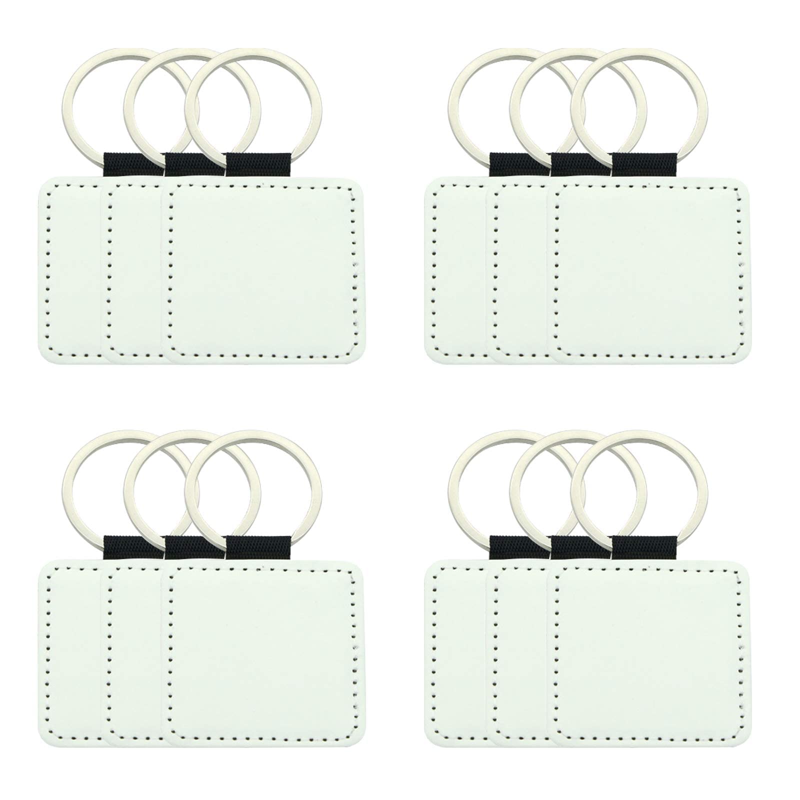 Photo 1 of 12 Pcs Sublimation Blank Keychains,PU Leather White Keychains Ornament Pendants for Man Women Crafts Heat Transfer (Square)