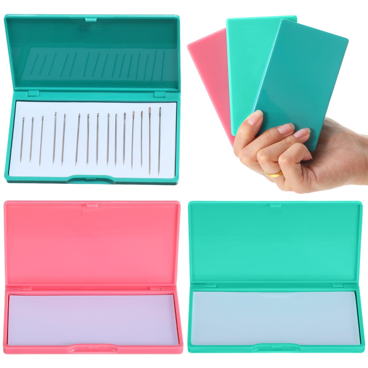 WINOMO 3Pcs Magnetic Needle Storage Case Magnetic Manual DIY Sewing Stitching Pin Storage Box Magnetic Needle Keeper Plastic Cross Stitch Sewing Knitting Pin Holder Organizer (Color)