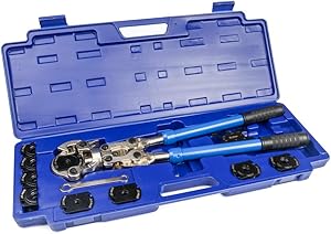 IWISS iCrimp Plumbing Pressing Tool Kit Works for Zoomlock Refrigerant and HVAC Fittings and Copper Tubes with 1/4" 5/16" 3/8" 1/2" 5/8" 3/4" 7/8" Jaws