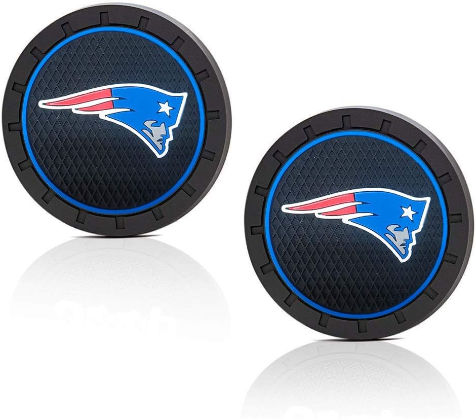 2PCS 2.8 Inch New England Patriots Logo Silicone Cup Holder Coaster,Tough Auto Cup Holder Mat Anti Slip Coaster Durable Car Interior Accessories for All Brands of Cars.(New England Patriots)