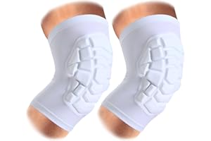 Knee Sleeve Pad Compression Leg Sleeve for Football Volleyball Basketball Wrestling Protector Gear, 2 Packs Knee Paded(Short 