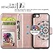 CASEOWL iPhone 7/iPhone 8/SE 2nd (2020) Case Wallet with Detachable Slim Case Fit Magnetic Car Mount,Card Solts Holder,Embossed Mandala Pattern Flower Floral Vegan Leather Flip Wallet Case[Rose Gold]