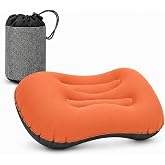BoldBlur Inflatable Camping Pillow, Ultralight Travel Pillow with Storage Bag for Neck Lumbar Support, Compact Comfortable Inflating Pillow for Camping, Hiking, Backpacking, Outdoor (Orange)