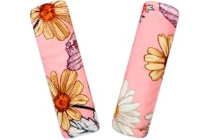 HNHUAMING Baby Car Seat Strap Covers Shoulder Pads for Baby Kid, Super Soft Infant Carseat Belt Covers for All Car Seat Stroller, Pink Flower