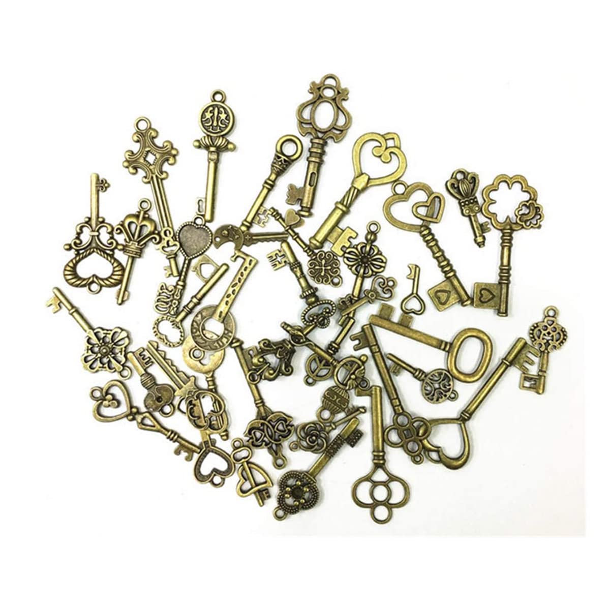 MaoNativey 40 Pices Vintage Key Charms Pendants, Random Shapes & Sizes Charms key Mixed Key Charms DIY Necklace Pendant for Gifts Jewellery Necklace Pendants Decoration