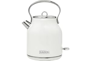 Haden 75012 Heritage 1.7 Liter Stainless Steel Body Countertop Retro Electric Kettle with Auto Shutoff & Dry Boil Protection,