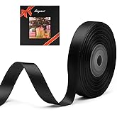 Solid Color Double Faced Black Satin Ribbon 1/2" X 25 Yards, Ribbons Perfect for Crafts, Wedding Decor, Bow Making, Sewing, Gift Package Wrapping and More