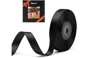 LIUYAXI Solid Color Double Faced Black Satin Ribbon 1/2" X 25 Yards, Ribbons Perfect for Crafts, Wedding Decor, Bow Making, Sewing, Gift Package Wrapping and More