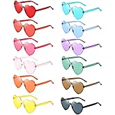 Pibupibu 12 Pack Colorful Heart Sunglasses for Women, Fun Heart Shape Sunglasses Bachelorette Party Candy Colors Glasses Set