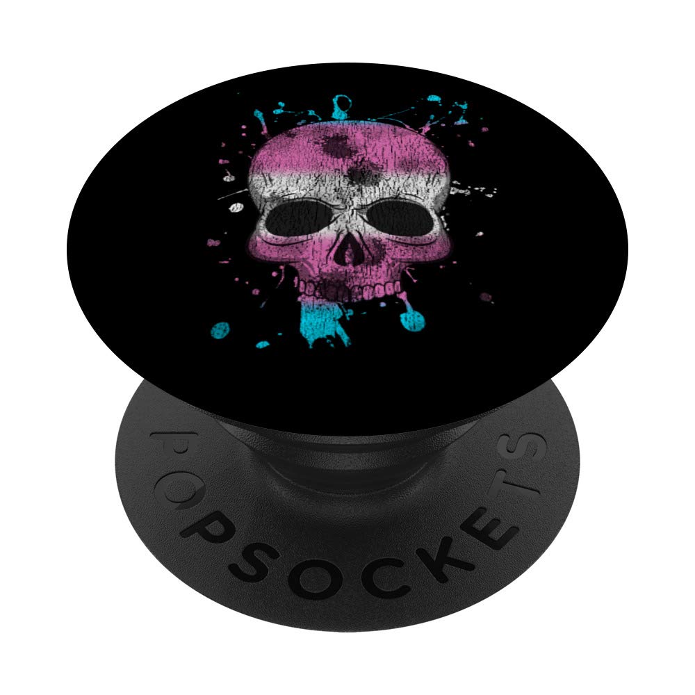 PopSockets Transgender Skull Halloween Trans Pride Splatter MTF FTM PopSockets Grip and Stand for Phones and Tablets