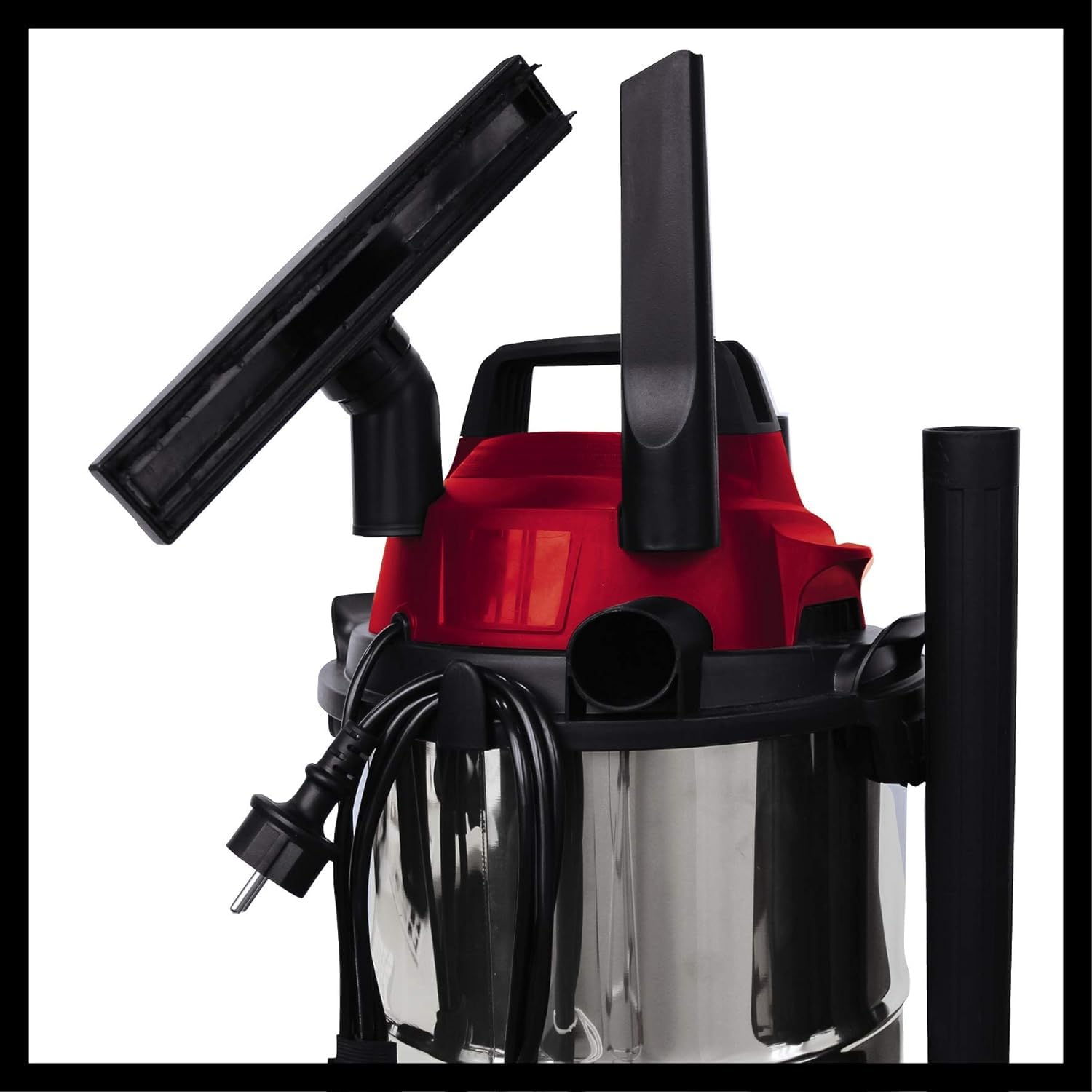 Einhell TC-VC 1812 S Nass-Trockensauger (1.250 W Leistung, 36mm Schlauchsystem, 12 l Edelstahlbehälter, Schaumstofffilter, umfangr. Düsenzubehör), Rot, Schwarz, Weiss 6