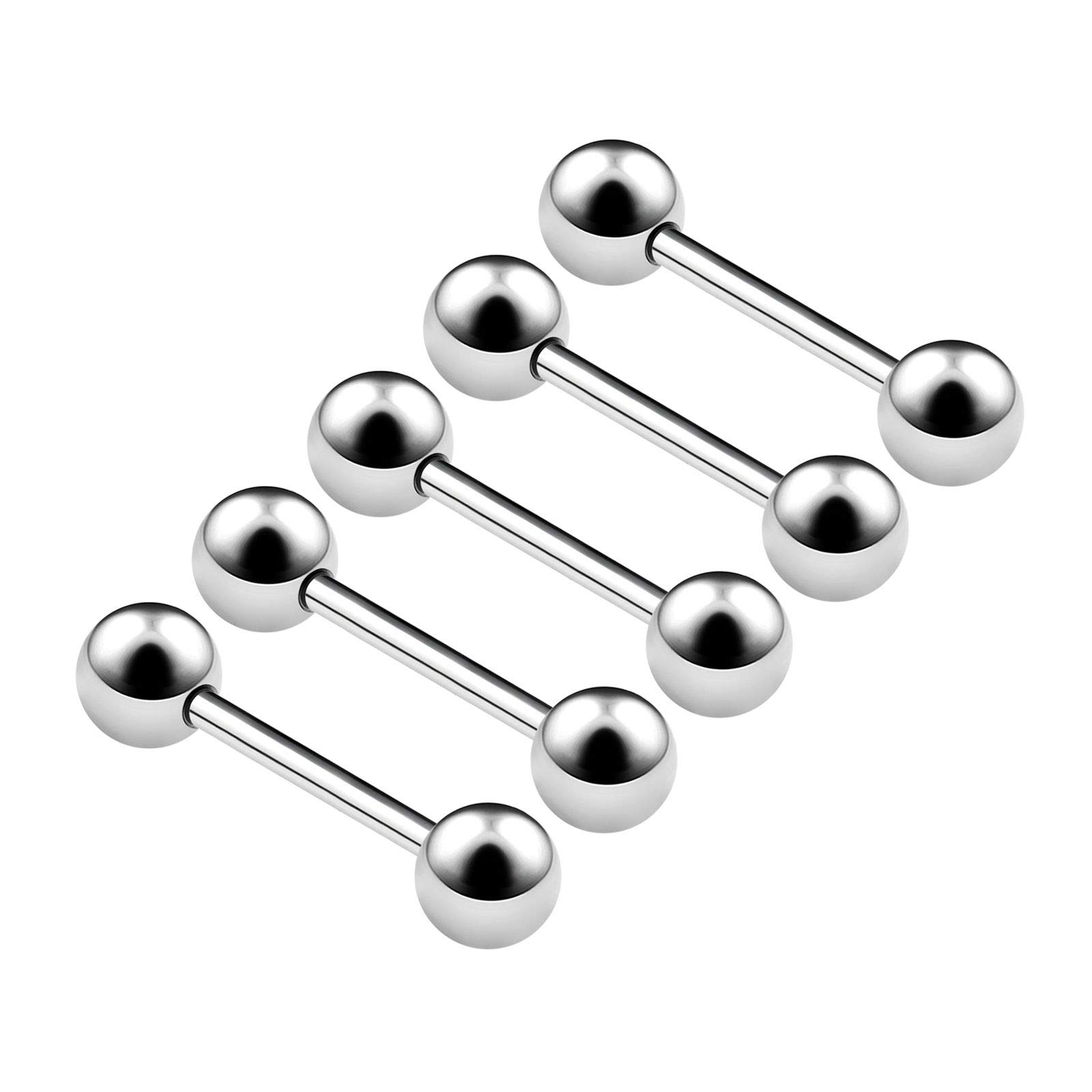 BanaVega 5PCS Stainless Steel Barbell Stud 20g 3/8 10mm 3mm Ball Cartilage Tragus Helix Daith Earrings Eyebrow Piercing Jewellery 4846