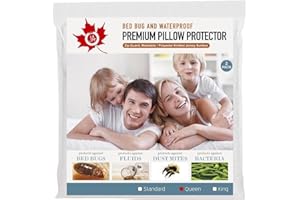 J. Adler 100% Waterproof, Bed Bug & Dust Mite Proof Jersey Pillow Protectors | Set of 2 Queen Size Hypoallergenic Zippered Pi