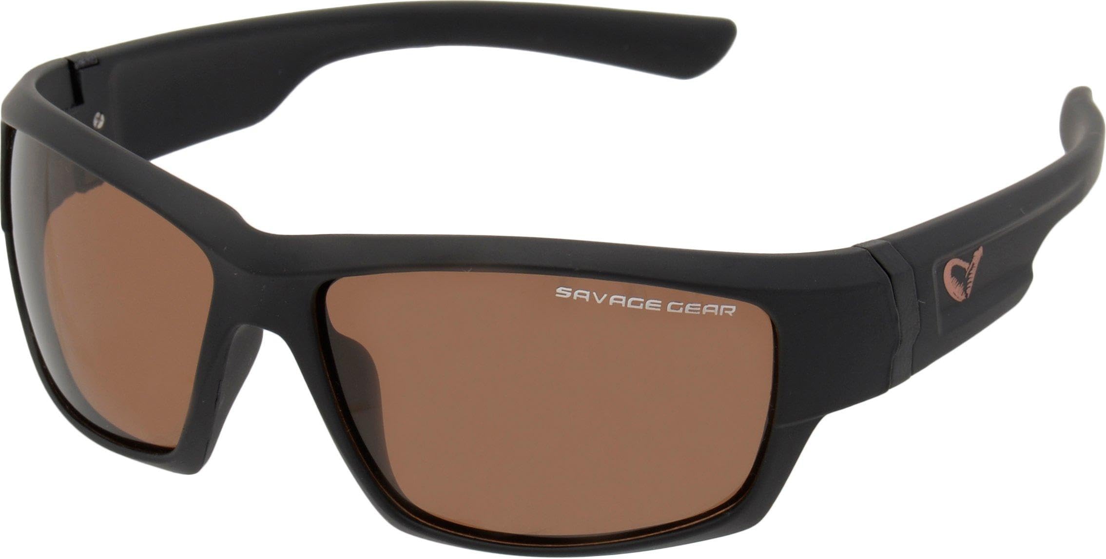 Savage Gear Shades Polarized Floating Sunglasses – UV400 TAC Lenses for Fishing, Boating & Outdoor Sports, Ultra-Light TPX Frame, Anti-Glare & Hard-Coated Lenses, Carry Bag Included, Amber