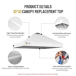 CROWN SHADES 10x10 Canopy Replacement Top - Only