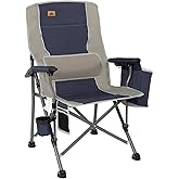 Ablazer Camping Chairs for Adults, Support 350 LBS Folding Chairs for Outside, Lawn Chairs Heavy Duty with Cooler Bag & Cup Holder (Blue & Grey)