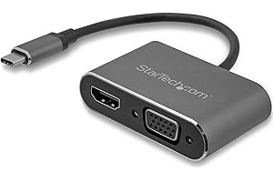 StarTech.com USB-C to VGA and HDMI Adapter - 2-in-1-4K 30Hz - Space Grey - Windows & Mac Compatible (CDP2HDVGA)