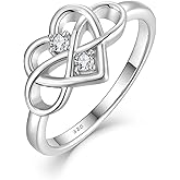 CARICY 925 Sterling Silver Rings for Women Infinity Heart Promise Ring Love Knot Ring with Cubic Zirconia Jewelry Annivsary Christmas Gifts Size 5-10