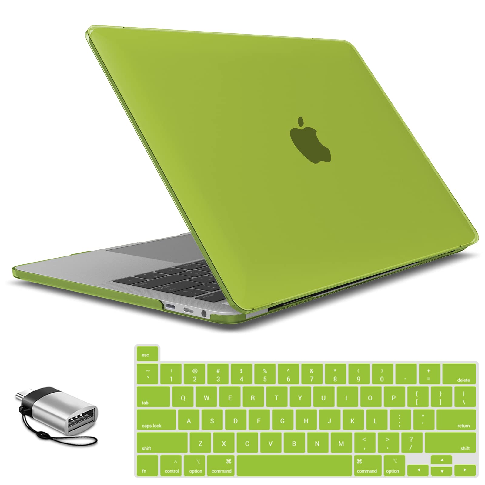 Photo 1 of **CRACKED ON THE CORNER***IBENZER Compatible with 2025 2024 M2 MacBook Pro 13 Inch Case 2025-2016 M1 A2338 A2289 A2251 A2159 A1989 A1706 A1708, Hard Shell Case&Keyboard Cover&Type C for Mac Pro 13,Avocado Green,T13AVGN+1TC