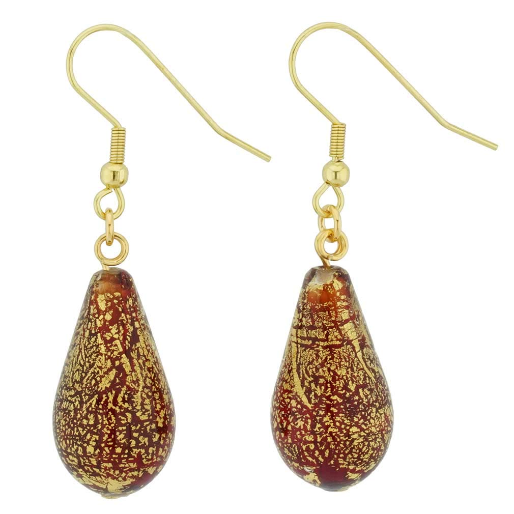 Glass Of Venice Murano Glass Ca D'Oro Teardrop Earrings - Ruby Red