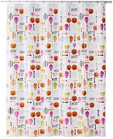 Celebrate Halloween Glow in The Dark Shower Curtain Boo Pumpkin & Skulls