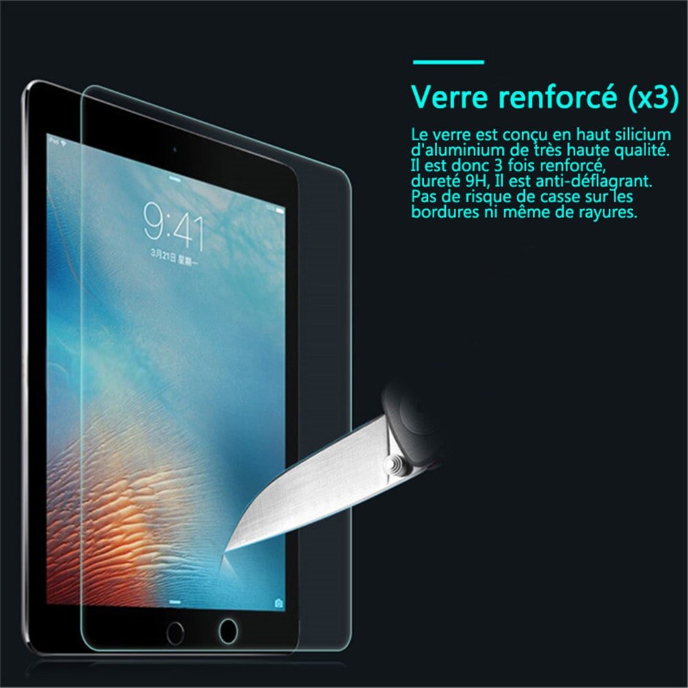 ZEBLUN Verre Trempé iPad 2017/2018 - Film Protection Ecran iPad Air 2/1, iPad Pro 9.7, Glass Renforcé (x3), Screen Protector pour Nouveau Apple iPad 9.7 Pouces, Protecteur d\'Écran, Dureté 9H, Ultra Résistant 0.26 mm, Affichage Retina