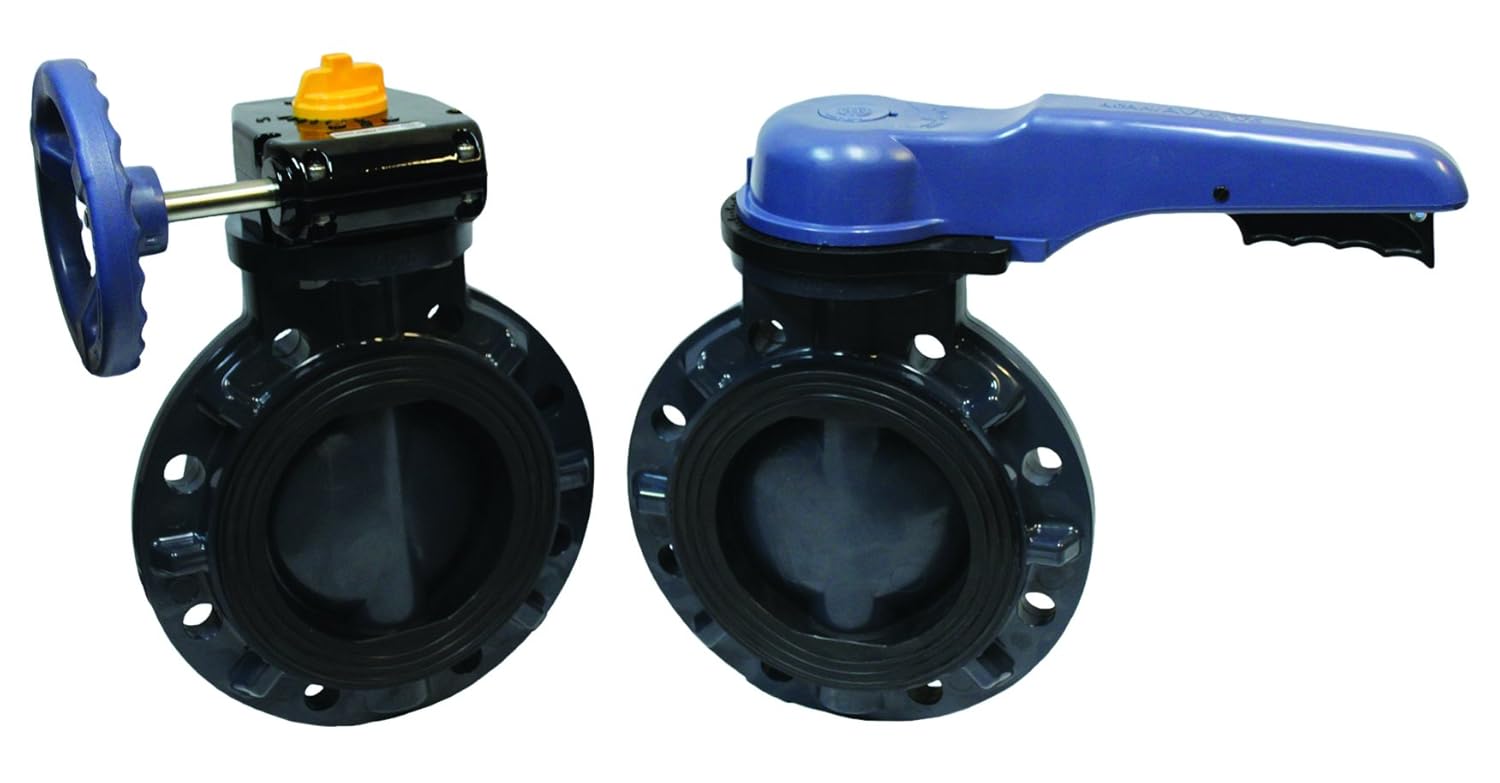 ASAHI 1728040 4" Pool Pro Butterfly Valve, 150 Flange Connector, PVC