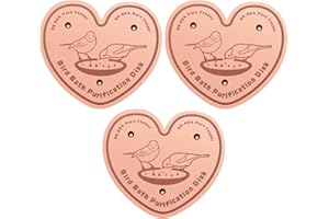 Uni-J 99.99% Pure Copper Bird Bath Purification Disk, Copper Disc inhibiting Algae buildup - Fits All Outdoor Bird Bath Bowls - 3Pcs Heart Shape