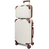 Voytra Lightweight Carry on Luggage 22x14x9 Airline Approved Suitcases with Wheels YKK Zipper TSA Lock, 2 Piece Luggage Set for Weekend Getaways &amp; Travel Business (14/20 Beige)