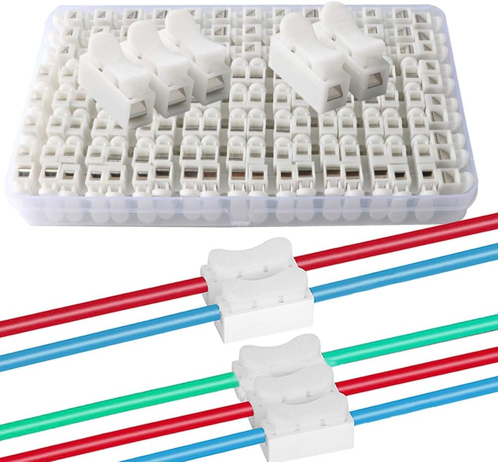 QitinDasen 62 Pc Spring Wire Connectors Kit CH2 CH3 Quick Cable Terminal Block