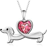 qielizhu Dachshund Gifts Dachshund Necklace 925 Sterling Silver Dachshund Gifts for Women Birthstone Dachshund Jewelry Gifts for Women