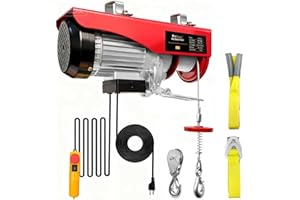FITHOIST Electric Hoist,440 Lbs Winch with Remote Control,Electric Winch Single/Double Slings 38ft Lifting Height with Emergency Stop,110V Electric Lift for Factories,Warehouses,Construction Site