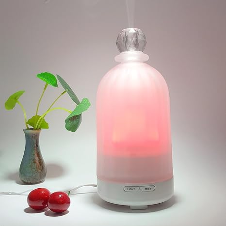 Amazon Co Jp Sensky Sk016 100mlアロマディフューザー 超音波式加湿器 ガラス製アロマ 香水瓶形 7色変換led付きこ ホーム キッチン