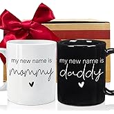 CATABUBU EST 2026 First Time Mommy Daddy to Be Mugs Set Gifts, My New Name is Mommy Daddy New Dad Mom Pregnancy Announcement Gift for Parents to Be, Mothers Farthers Mug Gifts for Parents