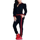Akmipoem Women's 2 Pieces Outfits Long Sleeve Zipper Jacket and Pants Set Tracksuits