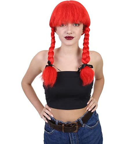 Peluca De Pippi Calzaslargas Para Adultos Y Mujeres – Trenzas Rojas Largas De Fibra Sintética, Ideal Para Cosplay, Halloween Y Carnaval, Look Icónico