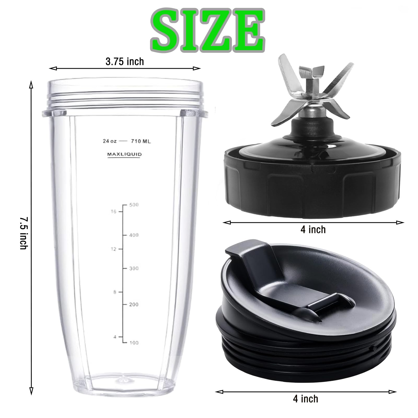 2 Packs Ninja Blender Cups &7 Fins Ninja Blender Blade Replacement Compatible with BN401 BN751 BN801 BL642 BL480-30 BL490-30 BL640 CT680 CT640C CT641 NN100 NN210 NN102 BL2012