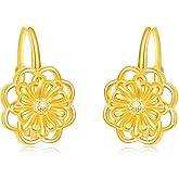 Zinnia Earrings Sterling Silver Yellow Flower Leverback Earrings Floral Jewelry Zinnia Gifts for Women