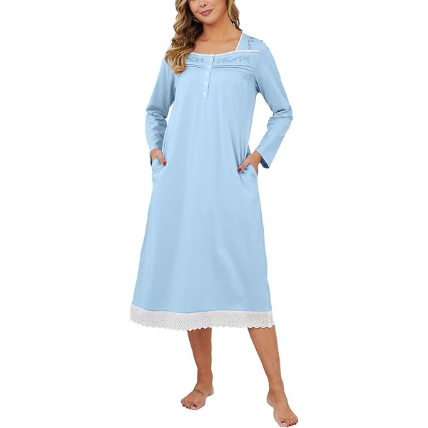 light blue night dress Slenderella Short Sleeve Seersucker Nightie ND01221 Blue 10-12 at Amazon  Women's Clothing store