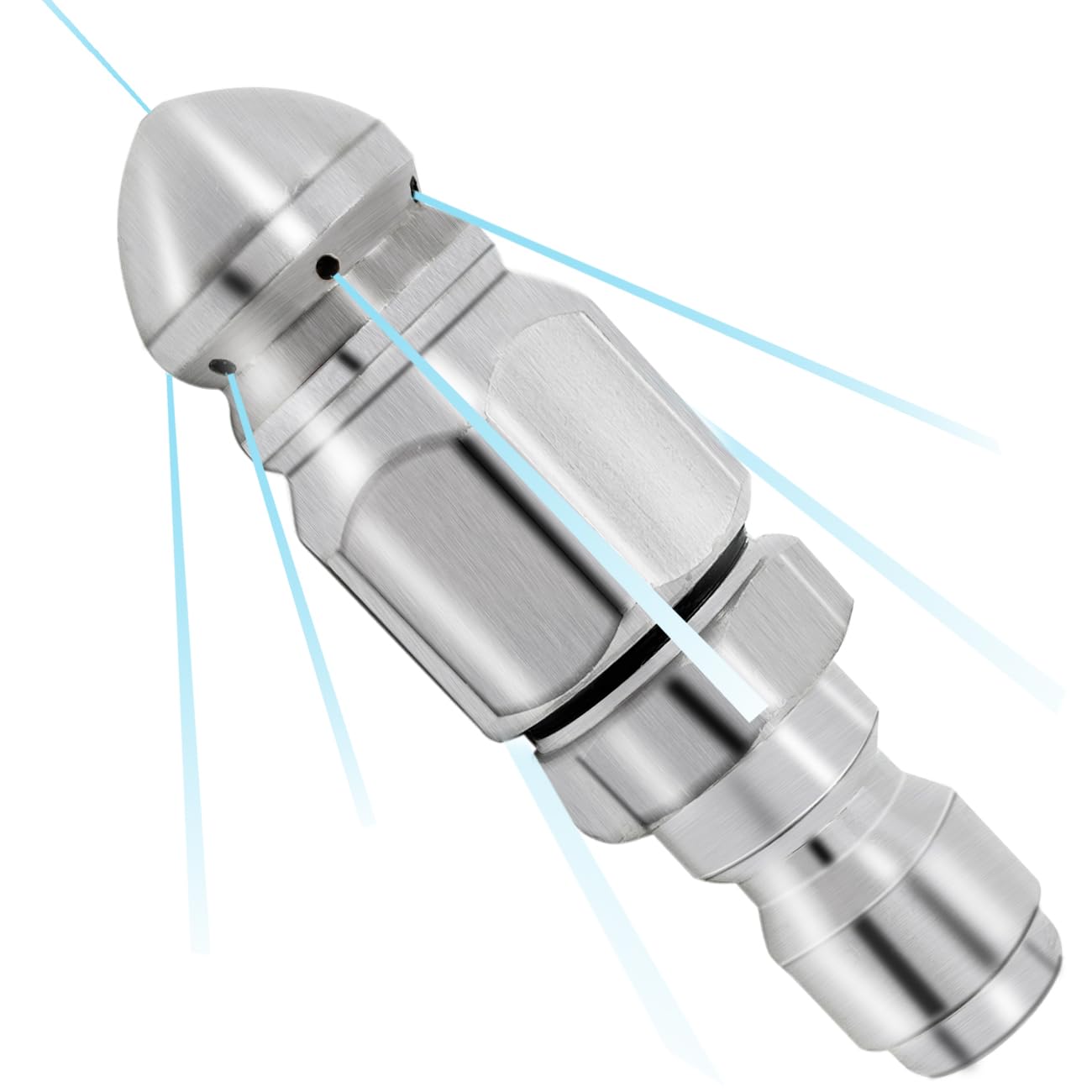 Stainless Steel Pressure Washer Sewer Jetter Nozzle, 1/4" Quick Connector, High Pressure Drain Jetter Hose Nozzle, Powerful Pipe Cleaning and Unclogging Nozzle, 5000 PSI