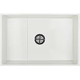 Signature Hardware 953878 Linwald 36-1/8" Free Standing Single Basin Stone Composite Utility Sink - White/Matte Black Drain