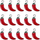 SUNNYCLUE 1 Box 40Pcs Chili Pepper Charms Bulk Red Chili Charm Silver Alloy Enamel Cinco De Mayo Mexican Fiesta Chili Charms for Jewelry Making Charms Supplies DIY Crafts Necklace Bracelet Crafting